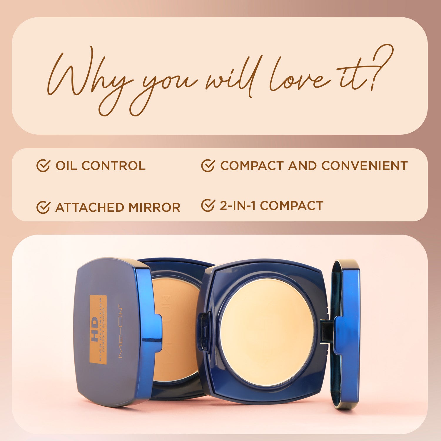 ME-ON HD compact powder for long-lasting makeup