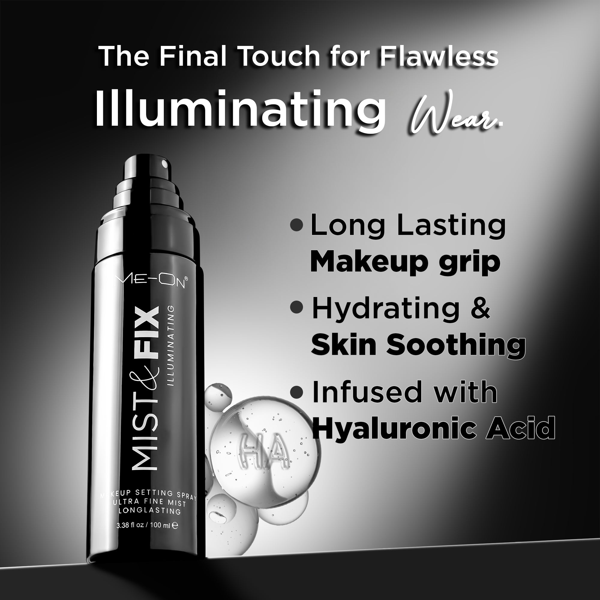 ME-ON Illuminating Infused With Hyaluronics Acid Ultra Fine & Mist Makeup Setting Spray (Long-lasting -100 Ml)