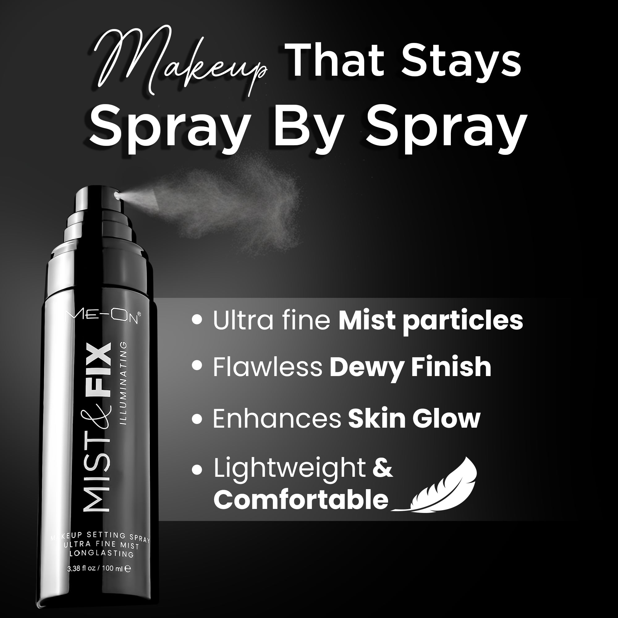 ME-ON Illuminating Infused With Hyaluronics Acid Ultra Fine & Mist Makeup Setting Spray (Long-lasting -100 Ml)