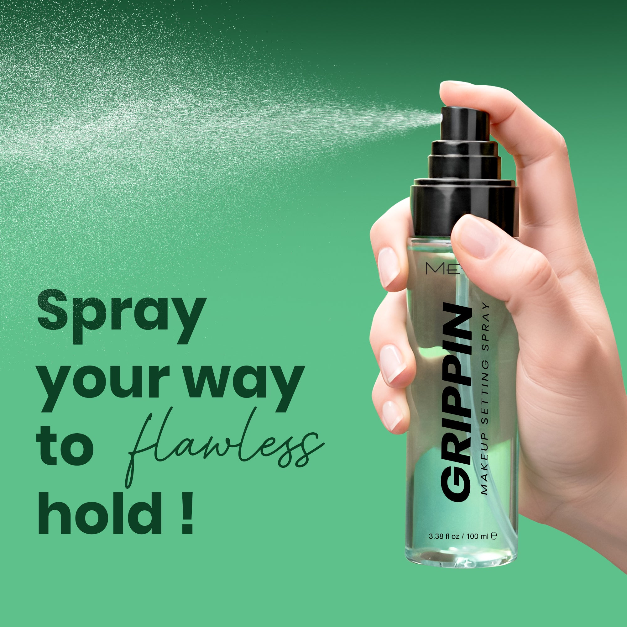 ME-ON Mist & Fix Grippin Makeup Setting Spray Lasting (100ml) | Pro Makeup Fixer| Long Lasting Makeup Setting Spray | Keeps Makeup Intact | Hydrates, Soothes | Niacinamide Vitamin B5 - Brightens dull skin