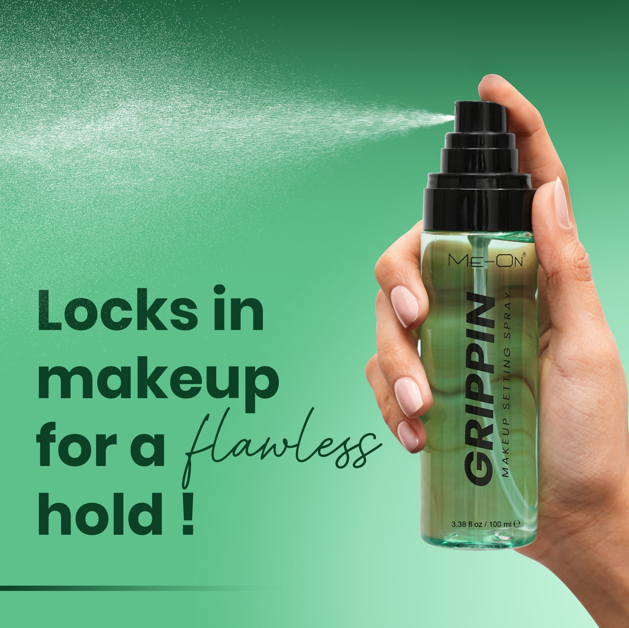 ME-ON Mist & Fix Grippin Makeup Setting Spray Lasting (100ml) | Pro Makeup Fixer| Long Lasting Makeup Setting Spray | Keeps Makeup Intact | Hydrates, Soothes | Niacinamide Vitamin B5 - Brightens dull skin