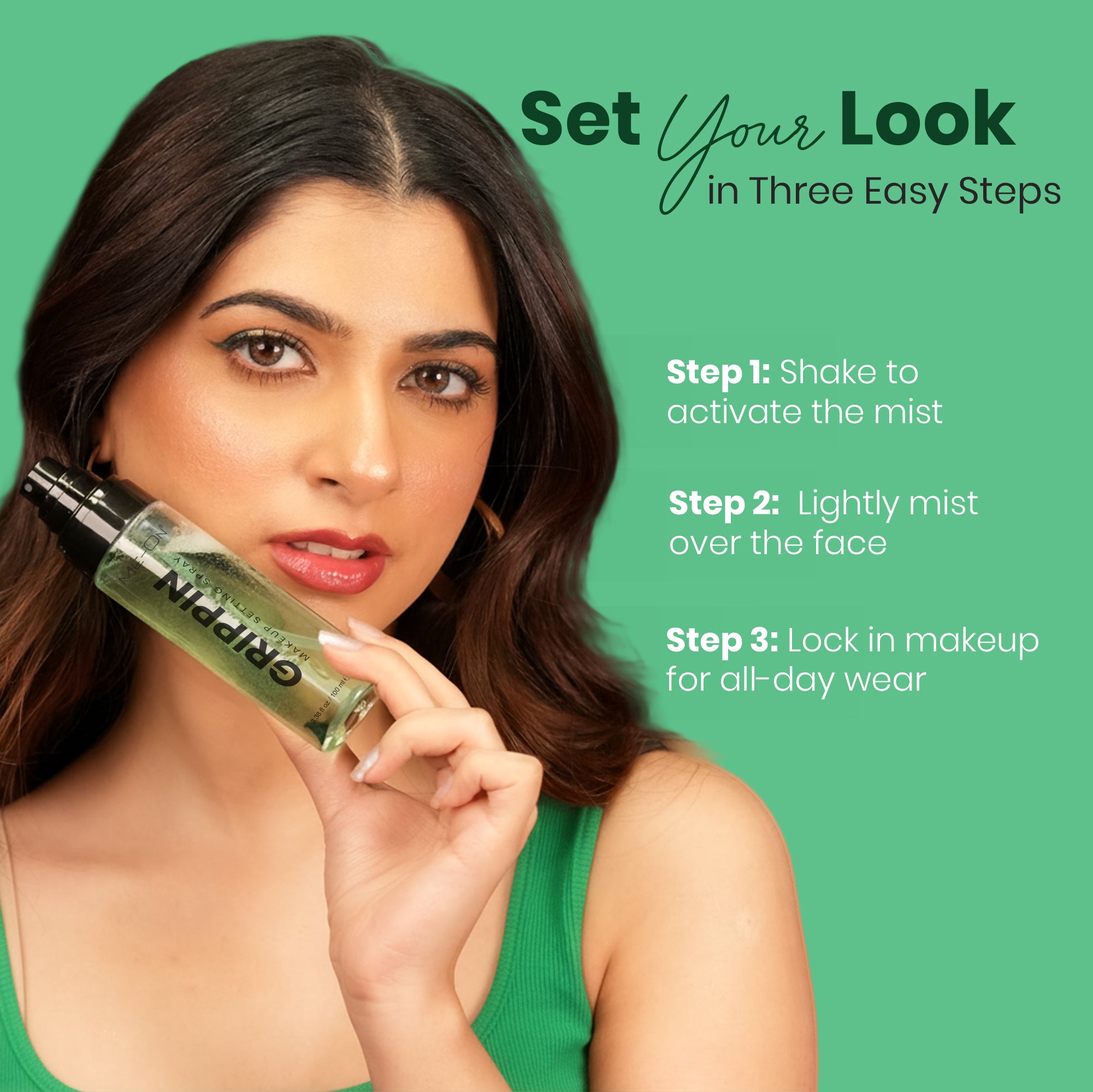 ME-ON Mist & Fix Grippin Makeup Setting Spray Lasting (100ml) | Pro Makeup Fixer| Long Lasting Makeup Setting Spray | Keeps Makeup Intact | Hydrates, Soothes | Niacinamide Vitamin B5 - Brightens dull skin