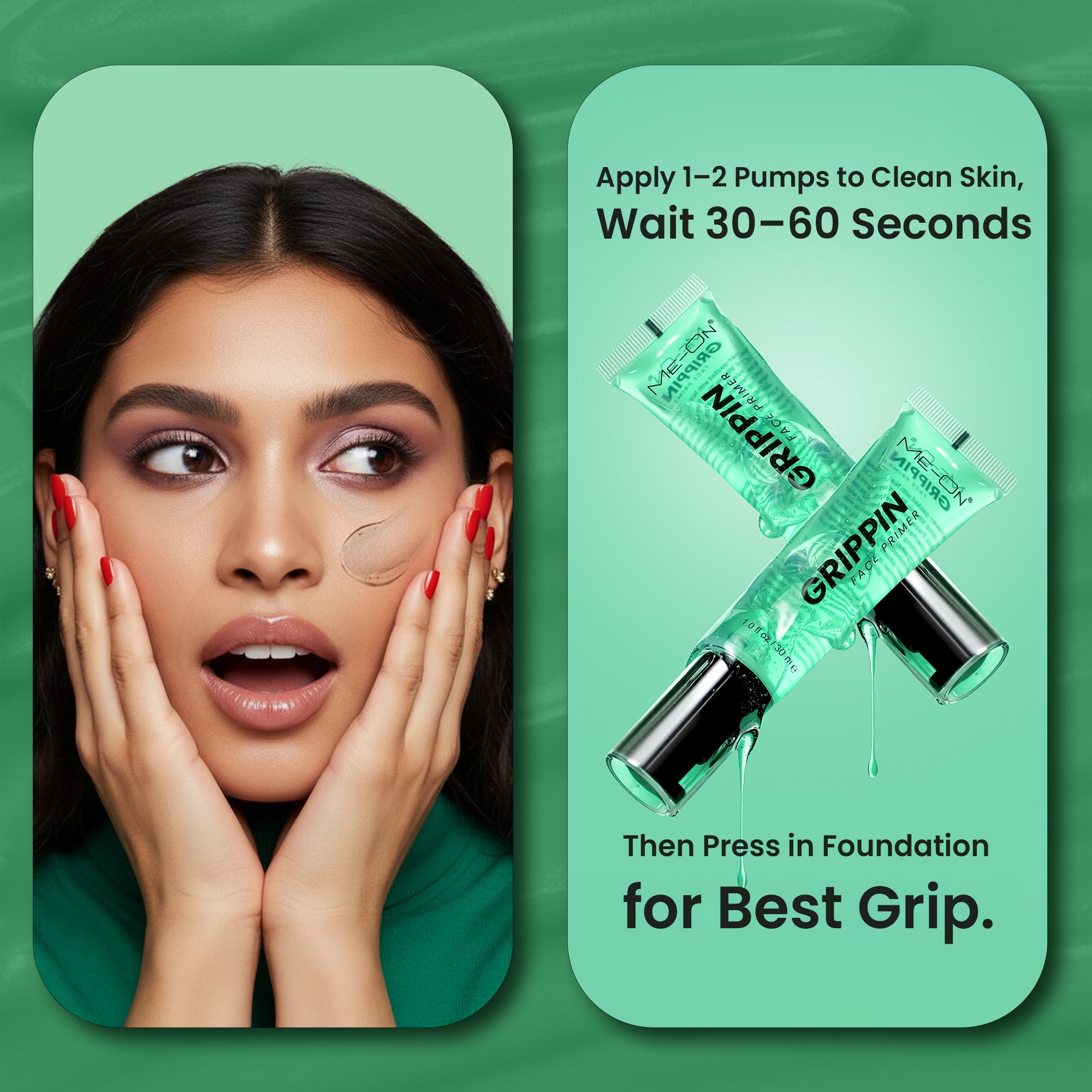 ME-ON Grippin Face Primer | Infused with Niacinamide & Vitamin B5 | Hydrating, Oil-Control, Long-Lasting Base | Brightens & Smooths Skin (30ml)